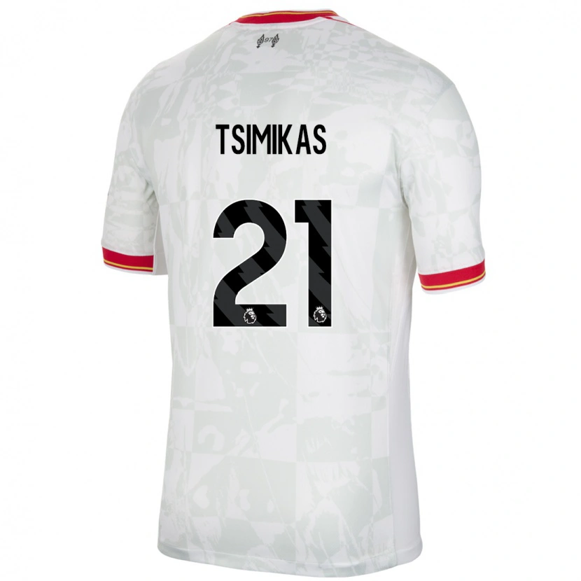 Danxen Kinderen Konstantinos Tsimikas #21 Wit Rood Zwart Thuisshirt Derde Tenue 2024/25 T-Shirt