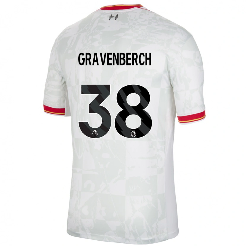 Danxen Kinderen Ryan Gravenberch #38 Wit Rood Zwart Thuisshirt Derde Tenue 2024/25 T-Shirt