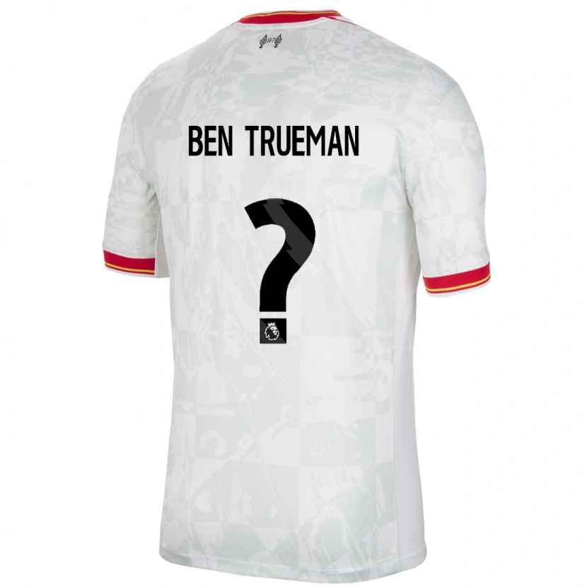 Danxen Kinderen Ben Trueman #0 Wit Rood Zwart Thuisshirt Derde Tenue 2024/25 T-Shirt