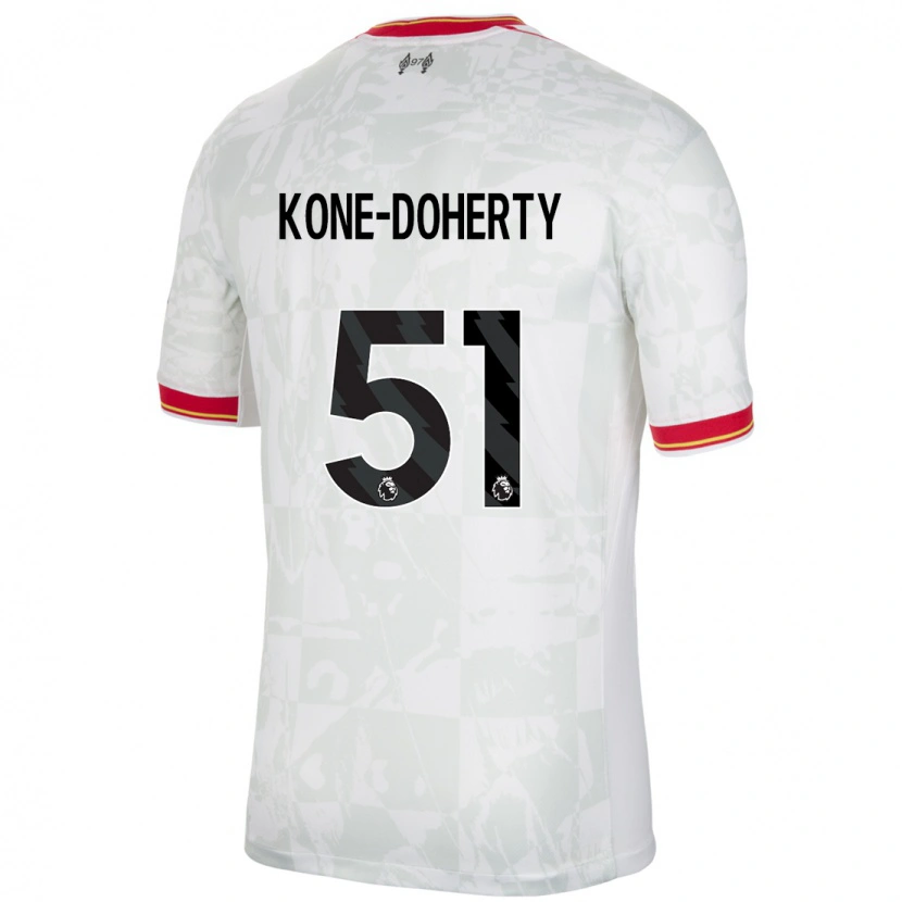 Danxen Kinderen Trent Kone-Doherty #51 Wit Rood Zwart Thuisshirt Derde Tenue 2024/25 T-Shirt