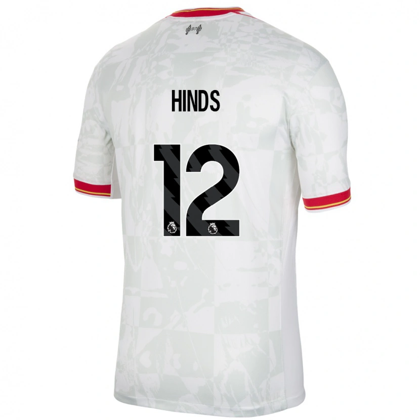 Danxen Kinderen Taylor Hinds #12 Wit Rood Zwart Thuisshirt Derde Tenue 2024/25 T-Shirt