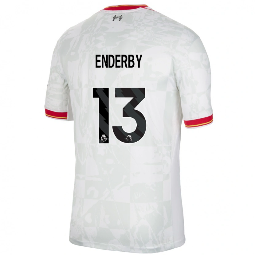 Danxen Kinderen Mia Enderby #13 Wit Rood Zwart Thuisshirt Derde Tenue 2024/25 T-Shirt