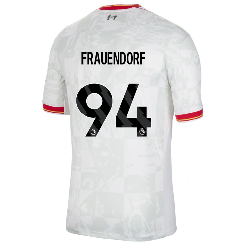 Danxen Kinderen Melkamu Frauendorf #94 Wit Rood Zwart Thuisshirt Derde Tenue 2024/25 T-Shirt