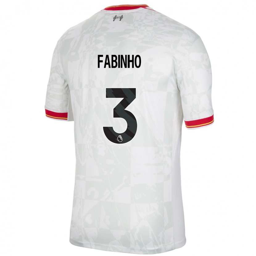 Danxen Kinderen Fabinho #3 Wit Rood Zwart Thuisshirt Derde Tenue 2024/25 T-Shirt