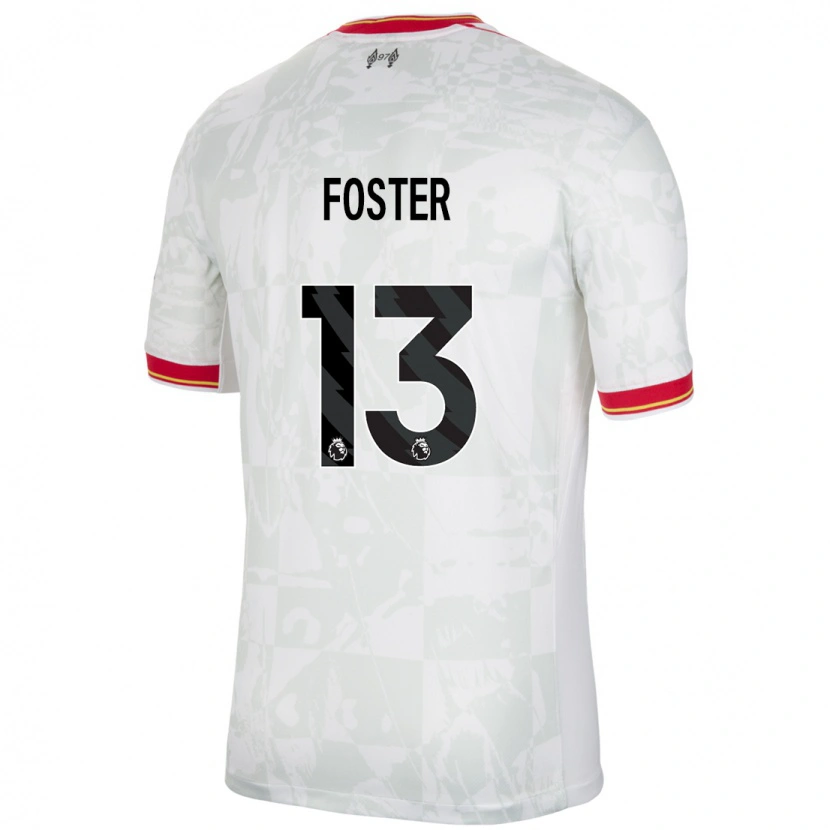 Danxen Kinderen Rylee Foster #13 Wit Rood Zwart Thuisshirt Derde Tenue 2024/25 T-Shirt