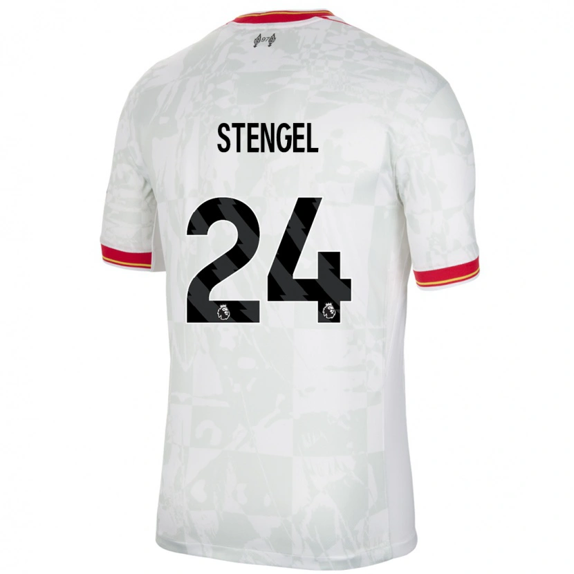 Danxen Kinderen Katie Stengel #24 Wit Rood Zwart Thuisshirt Derde Tenue 2024/25 T-Shirt