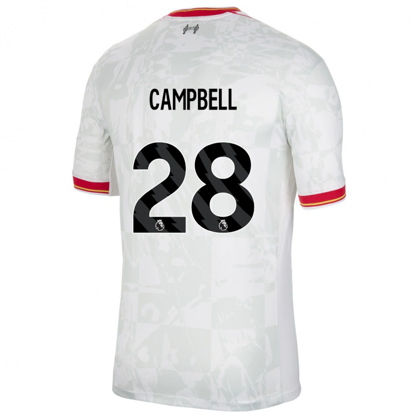 Danxen Kinderen Megan Campbell #28 Wit Rood Zwart Thuisshirt Derde Tenue 2024/25 T-Shirt