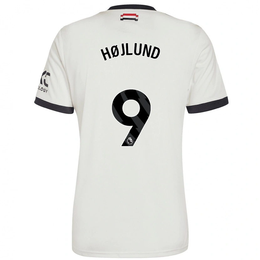 Danxen Kinderen Rasmus Højlund #9 Gebroken Wit Thuisshirt Derde Tenue 2024/25 T-Shirt