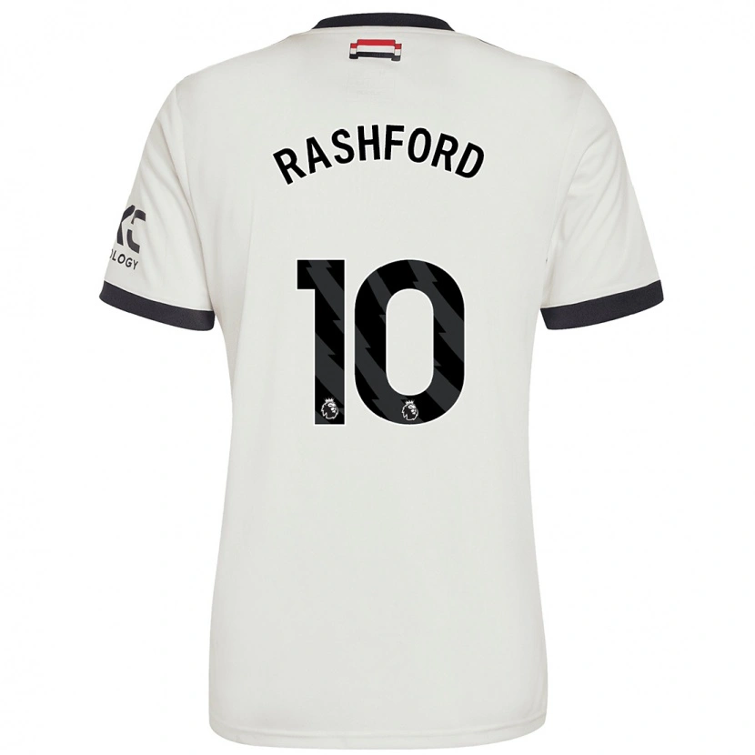 Danxen Kinderen Marcus Rashford #10 Gebroken Wit Thuisshirt Derde Tenue 2024/25 T-Shirt