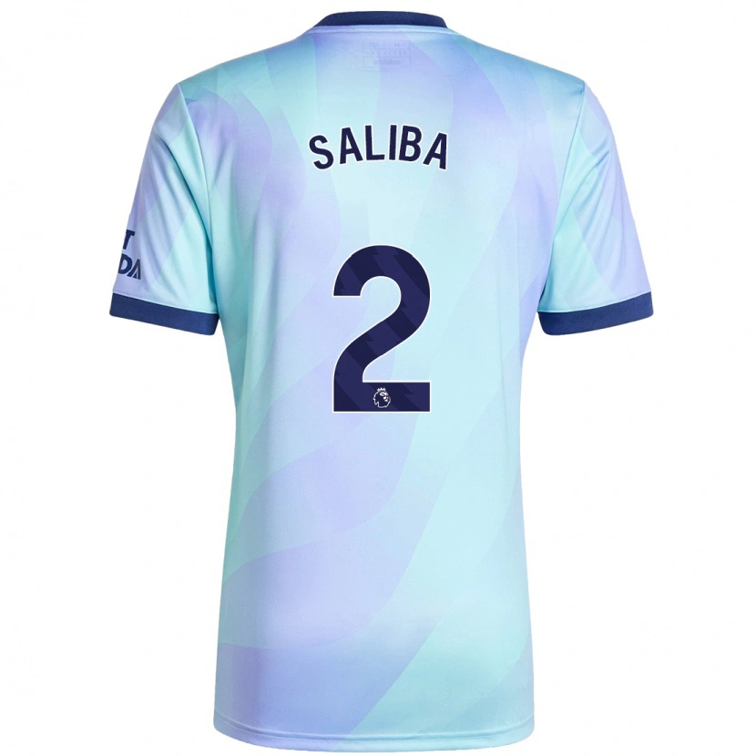 Danxen Kinderen William Saliba #2 Aqua Thuisshirt Derde Tenue 2024/25 T-Shirt