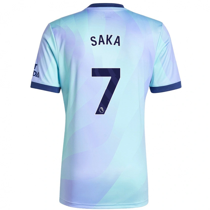 Danxen Kinderen Bukayo Saka #7 Aqua Thuisshirt Derde Tenue 2024/25 T-Shirt