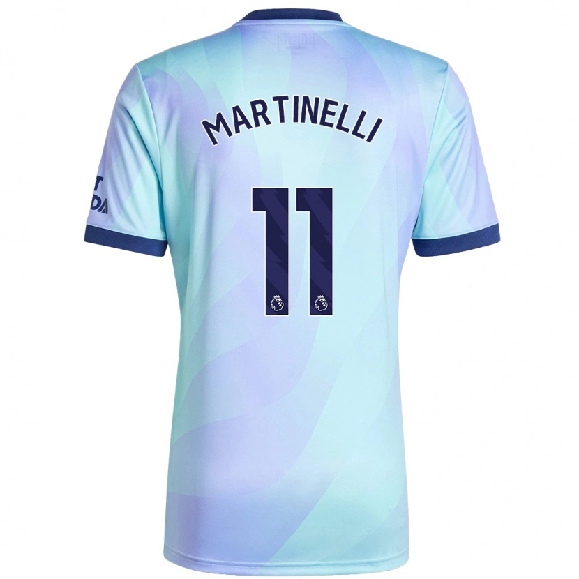 Danxen Kinderen Gabriel Martinelli #11 Aqua Thuisshirt Derde Tenue 2024/25 T-Shirt