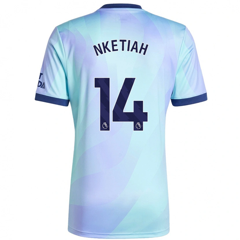 Danxen Kinderen Eddie Nketiah #14 Aqua Thuisshirt Derde Tenue 2024/25 T-Shirt