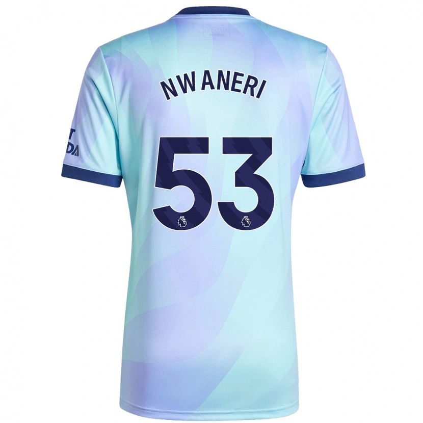 Danxen Kinderen Ethan Nwaneri #53 Aqua Thuisshirt Derde Tenue 2024/25 T-Shirt