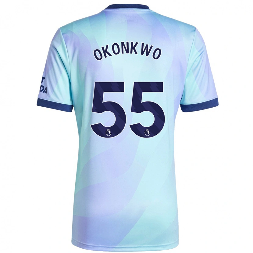 Danxen Kinderen Brian Okonkwo #55 Aqua Thuisshirt Derde Tenue 2024/25 T-Shirt