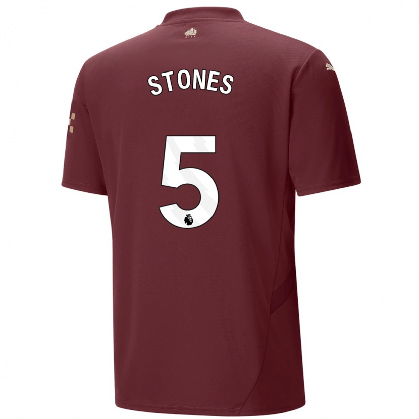 Danxen Kinderen John Stones #5 Kastanjebruin Thuisshirt Derde Tenue 2024/25 T-Shirt