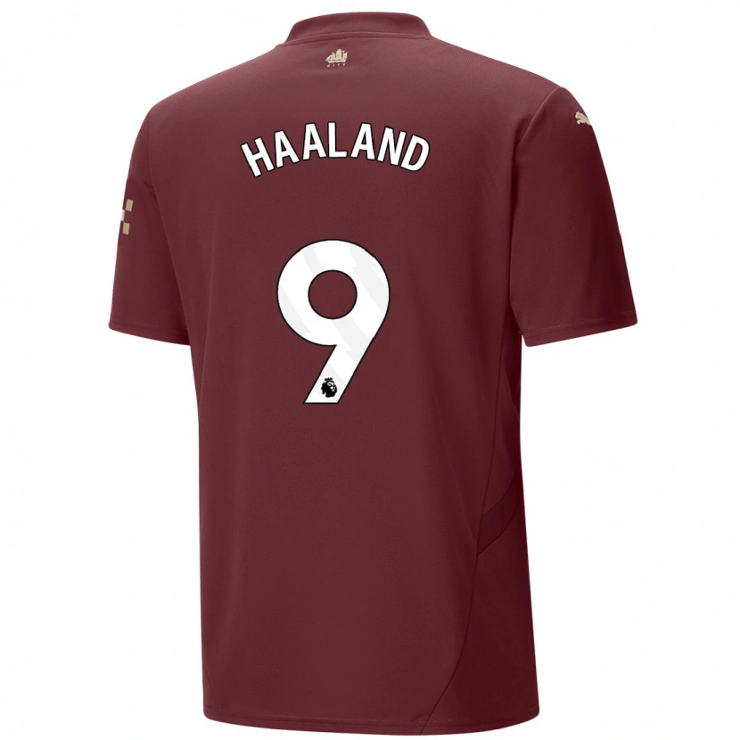 Danxen Kinderen Erling Haaland #9 Kastanjebruin Thuisshirt Derde Tenue 2024/25 T-Shirt