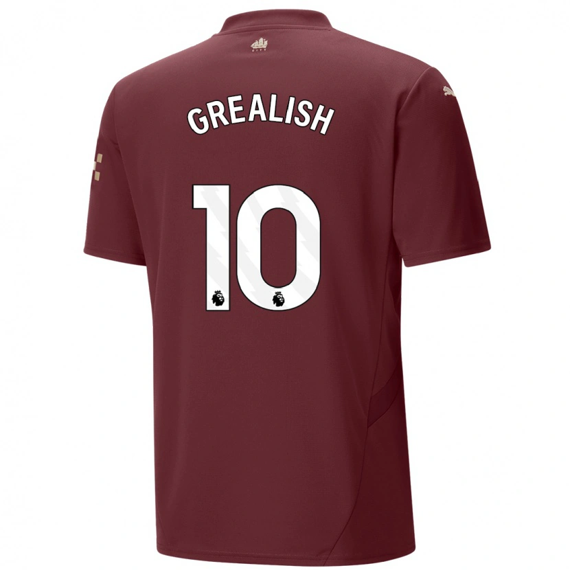 Danxen Kinderen Jack Grealish #10 Kastanjebruin Thuisshirt Derde Tenue 2024/25 T-Shirt