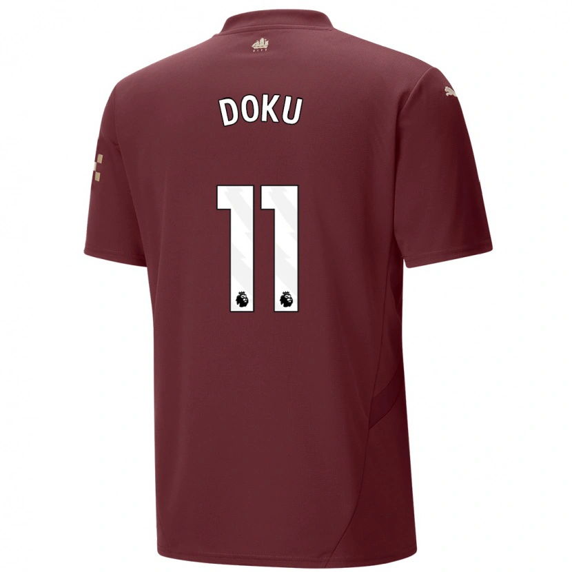 Danxen Kinderen Jérémy Doku #11 Kastanjebruin Thuisshirt Derde Tenue 2024/25 T-Shirt