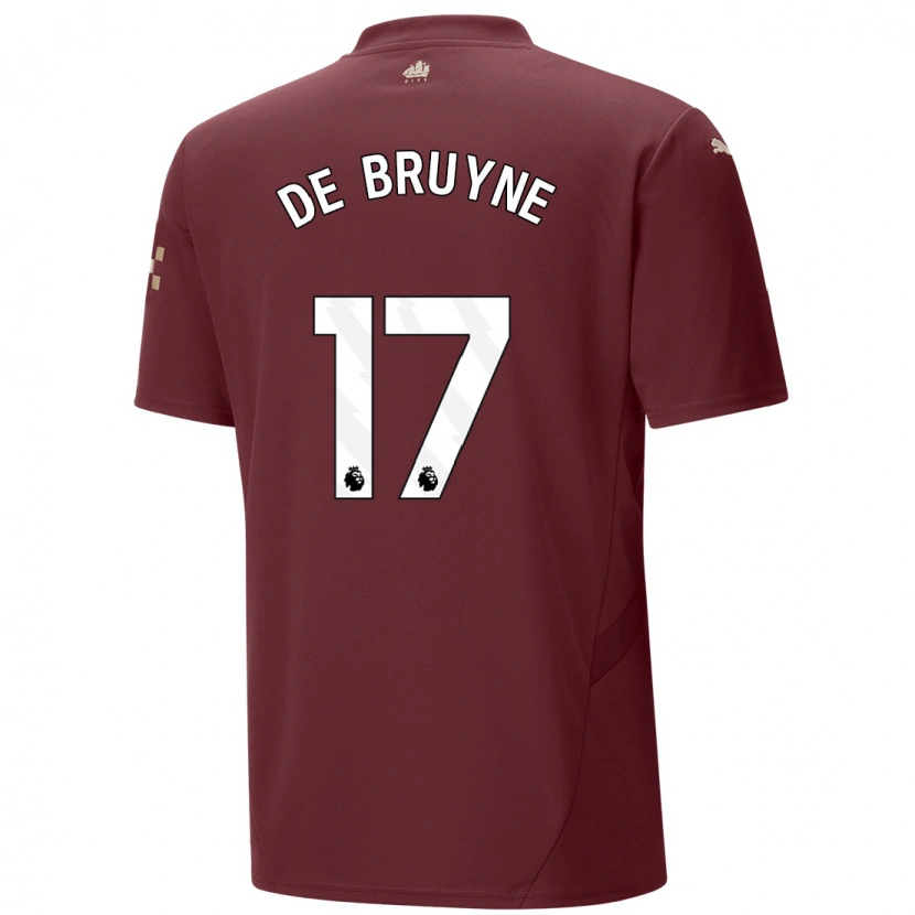 Danxen Kinderen Kevin De Bruyne #17 Kastanjebruin Thuisshirt Derde Tenue 2024/25 T-Shirt