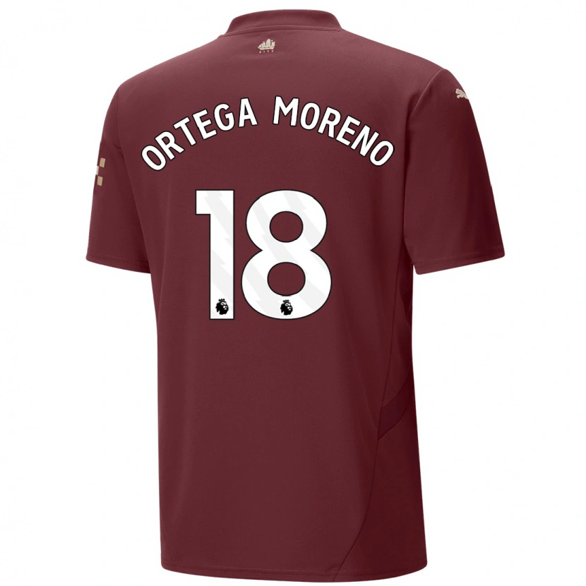 Danxen Kinderen Stefan Ortega #18 Kastanjebruin Thuisshirt Derde Tenue 2024/25 T-Shirt