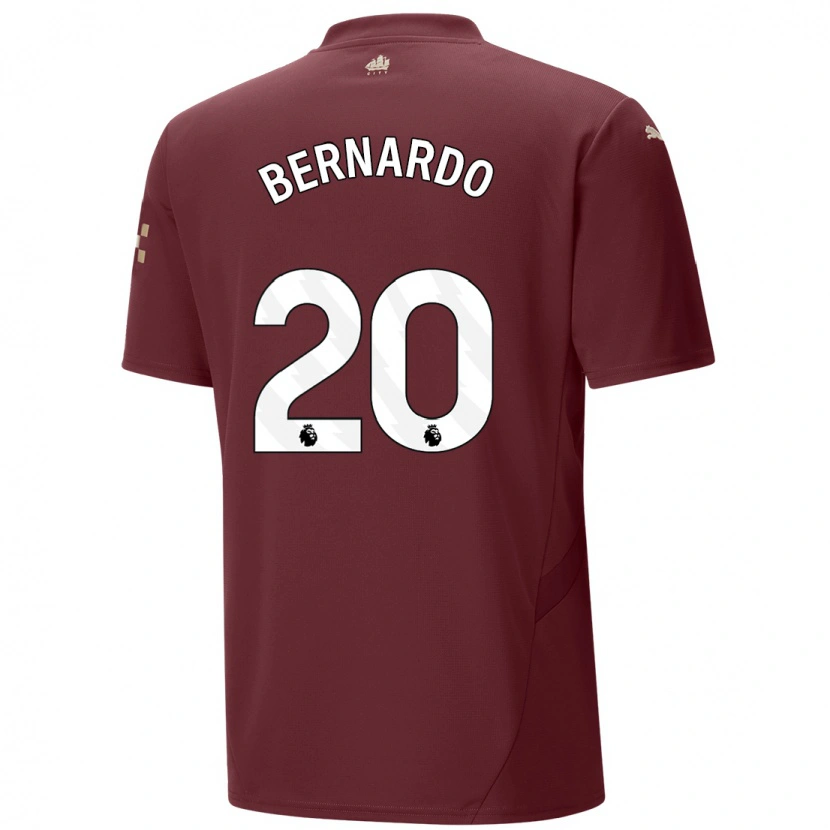 Danxen Kinderen Bernardo Silva #20 Kastanjebruin Thuisshirt Derde Tenue 2024/25 T-Shirt