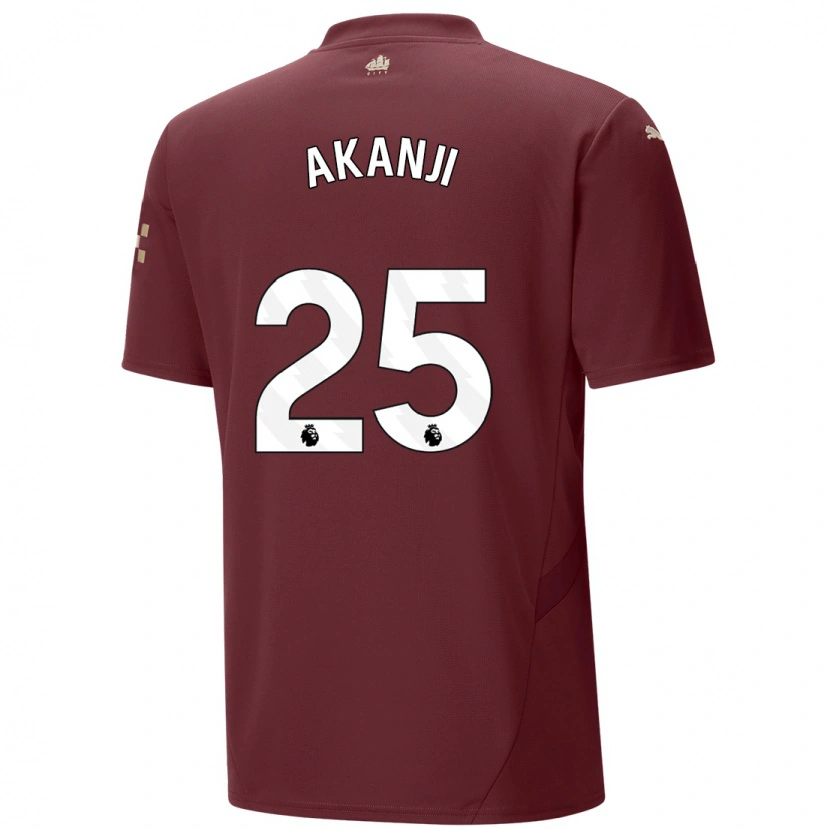 Danxen Kinderen Manuel Akanji #25 Kastanjebruin Thuisshirt Derde Tenue 2024/25 T-Shirt