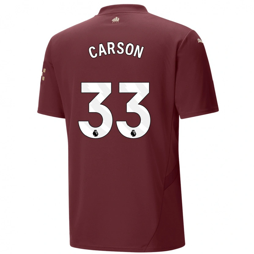 Danxen Kinderen Scott Carson #33 Kastanjebruin Thuisshirt Derde Tenue 2024/25 T-Shirt