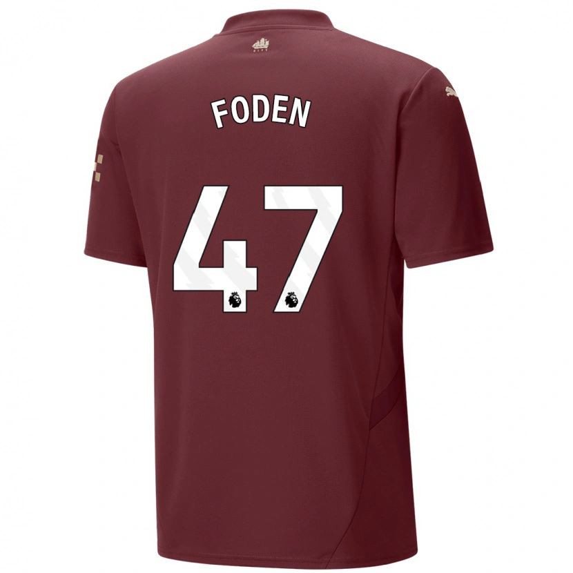 Danxen Kinderen Phil Foden #47 Kastanjebruin Thuisshirt Derde Tenue 2024/25 T-Shirt