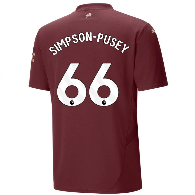 Danxen Kinderen Jahmai Simpson-Pusey #66 Kastanjebruin Thuisshirt Derde Tenue 2024/25 T-Shirt