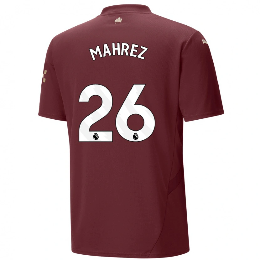 Danxen Kinderen Riyad Mahrez #26 Kastanjebruin Thuisshirt Derde Tenue 2024/25 T-Shirt