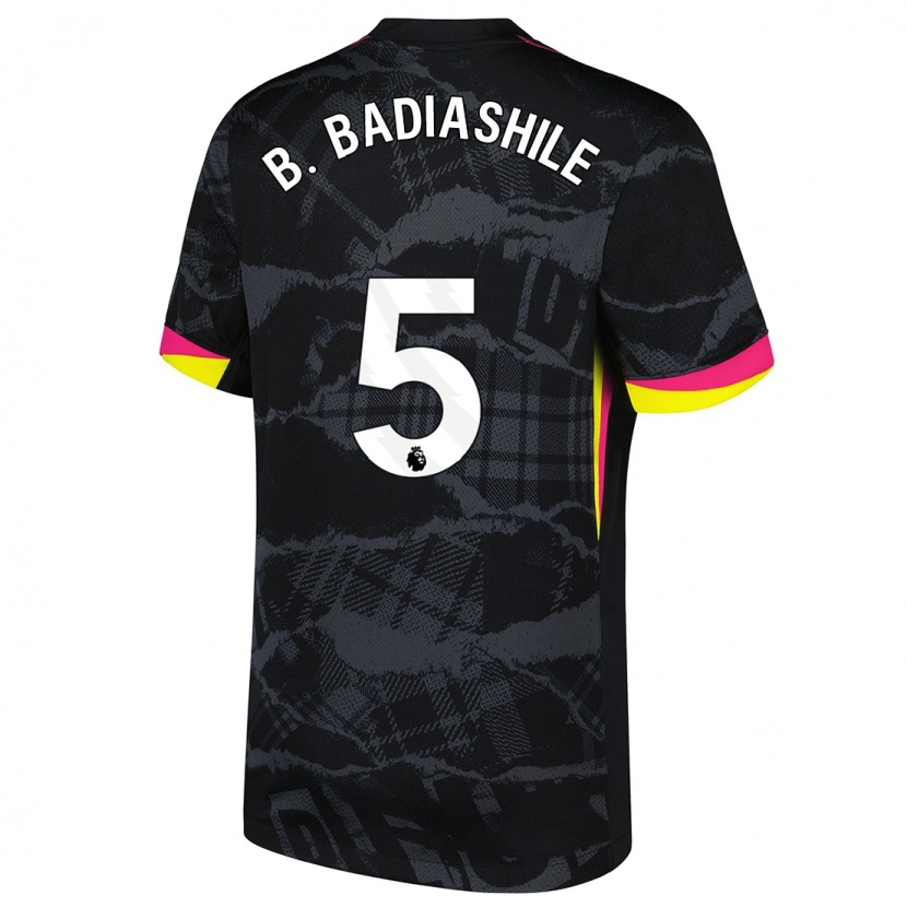 Danxen Kinderen Benoît Badiashile #5 Zwartroze Thuisshirt Derde Tenue 2024/25 T-Shirt