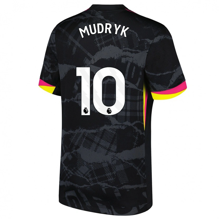 Danxen Kinderen Mykhaylo Mudryk #10 Zwartroze Thuisshirt Derde Tenue 2024/25 T-Shirt