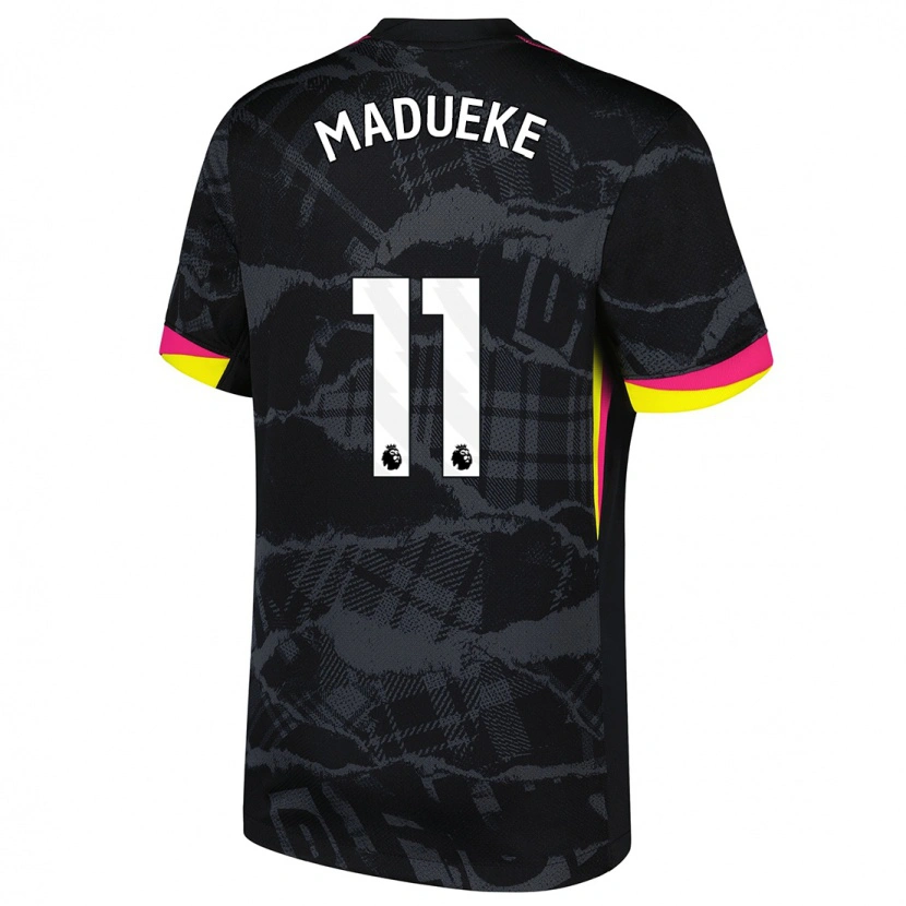 Danxen Kinderen Noni Madueke #11 Zwartroze Thuisshirt Derde Tenue 2024/25 T-Shirt