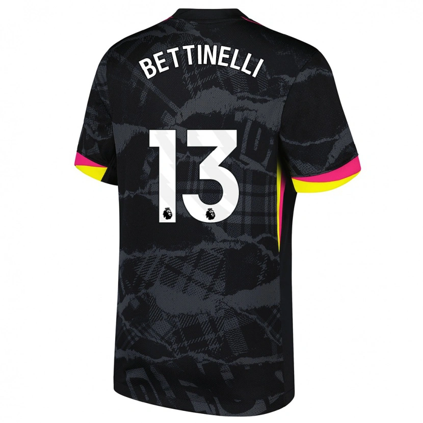 Danxen Kinderen Marcus Bettinelli #13 Zwartroze Thuisshirt Derde Tenue 2024/25 T-Shirt