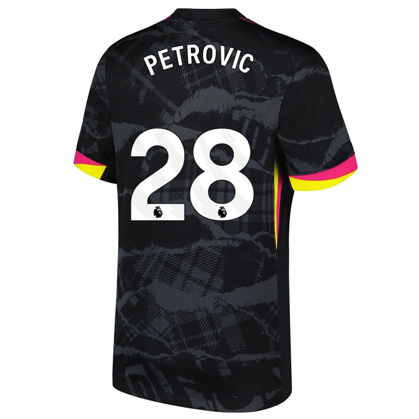 Danxen Kinderen Djordje Petrovic #28 Zwartroze Thuisshirt Derde Tenue 2024/25 T-Shirt