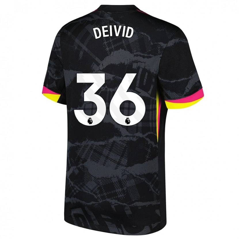 Danxen Kinderen Deivid Washington #36 Zwartroze Thuisshirt Derde Tenue 2024/25 T-Shirt