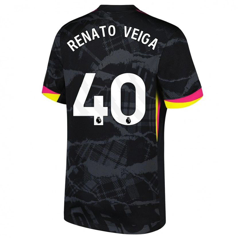 Danxen Kinderen Renato Veiga #40 Zwartroze Thuisshirt Derde Tenue 2024/25 T-Shirt