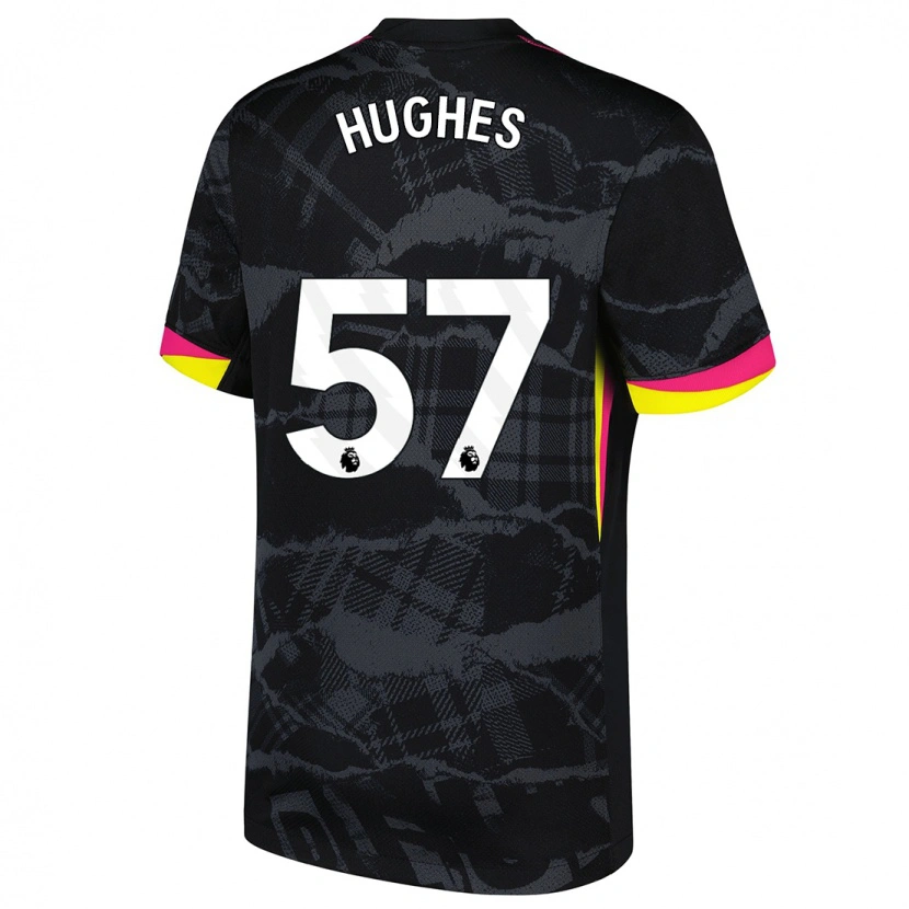 Danxen Kinderen Brodi Hughes #57 Zwartroze Thuisshirt Derde Tenue 2024/25 T-Shirt