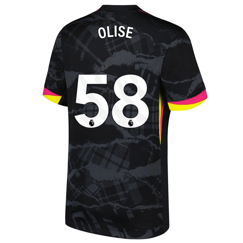 Danxen Kinderen Richard Olise #58 Zwartroze Thuisshirt Derde Tenue 2024/25 T-Shirt