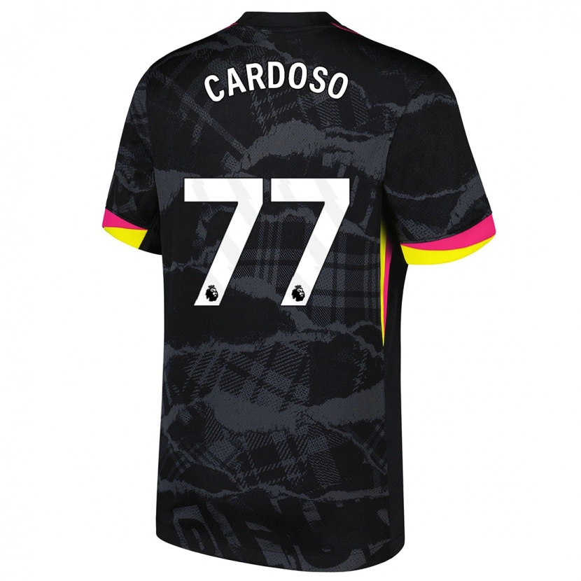 Danxen Kinderen Leo Cardoso #77 Zwartroze Thuisshirt Derde Tenue 2024/25 T-Shirt