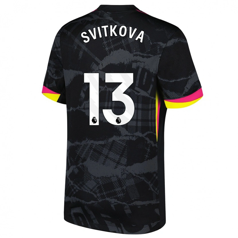 Danxen Kinderen Kateřina Svitková #13 Zwartroze Thuisshirt Derde Tenue 2024/25 T-Shirt