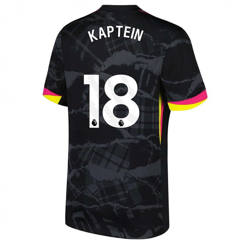 Danxen Kinderen Wieke Kaptein #18 Zwartroze Thuisshirt Derde Tenue 2024/25 T-Shirt