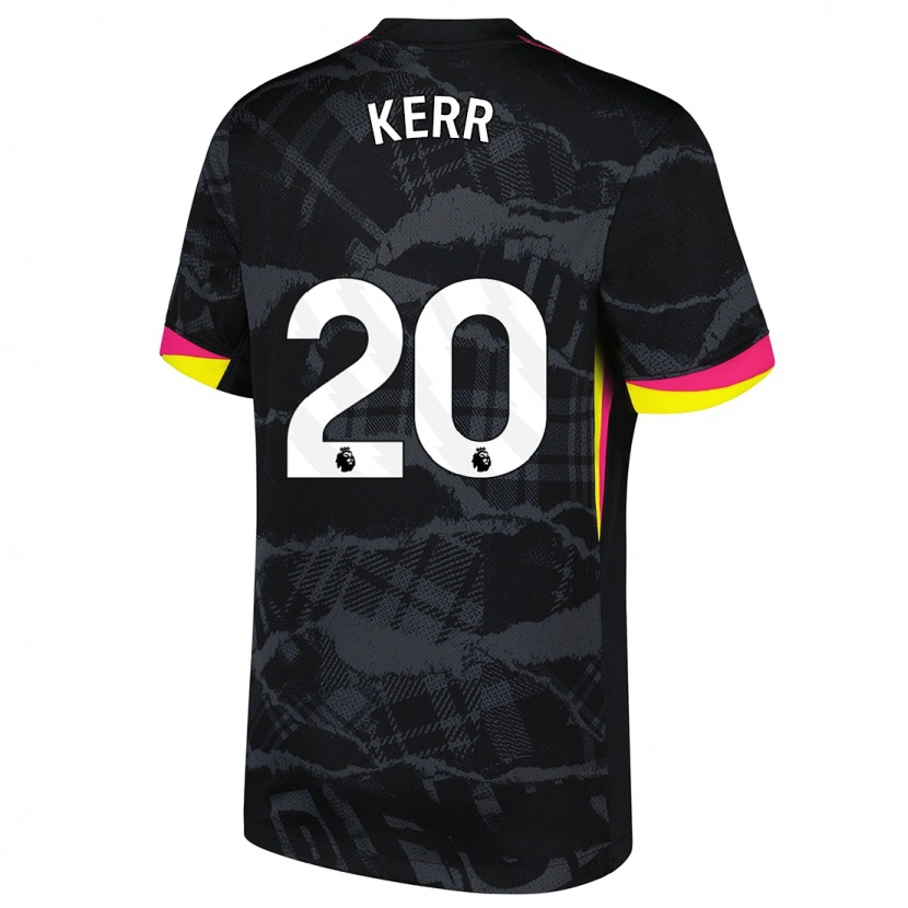 Danxen Kinderen Sam Kerr #20 Zwartroze Thuisshirt Derde Tenue 2024/25 T-Shirt