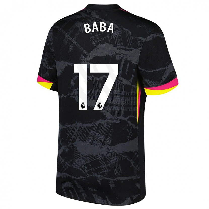 Danxen Kinderen Abdul-Rahman Baba #17 Zwartroze Thuisshirt Derde Tenue 2024/25 T-Shirt