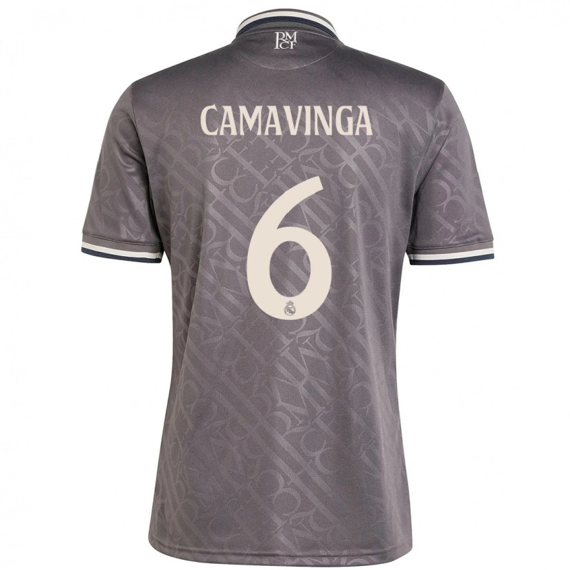 Danxen Kinderen Eduardo Camavinga #6 Houtskool Thuisshirt Derde Tenue 2024/25 T-Shirt