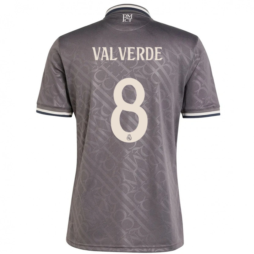 Danxen Kinderen Federico Valverde #8 Houtskool Thuisshirt Derde Tenue 2024/25 T-Shirt