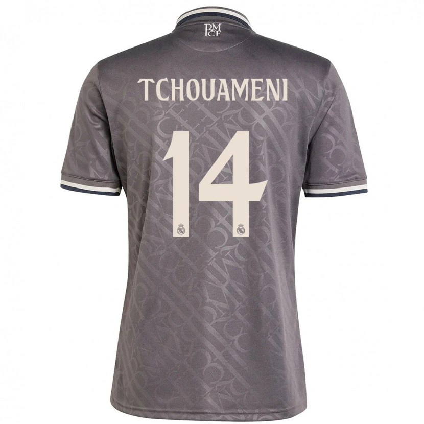 Danxen Kinderen Aurélien Tchouaméni #14 Houtskool Thuisshirt Derde Tenue 2024/25 T-Shirt