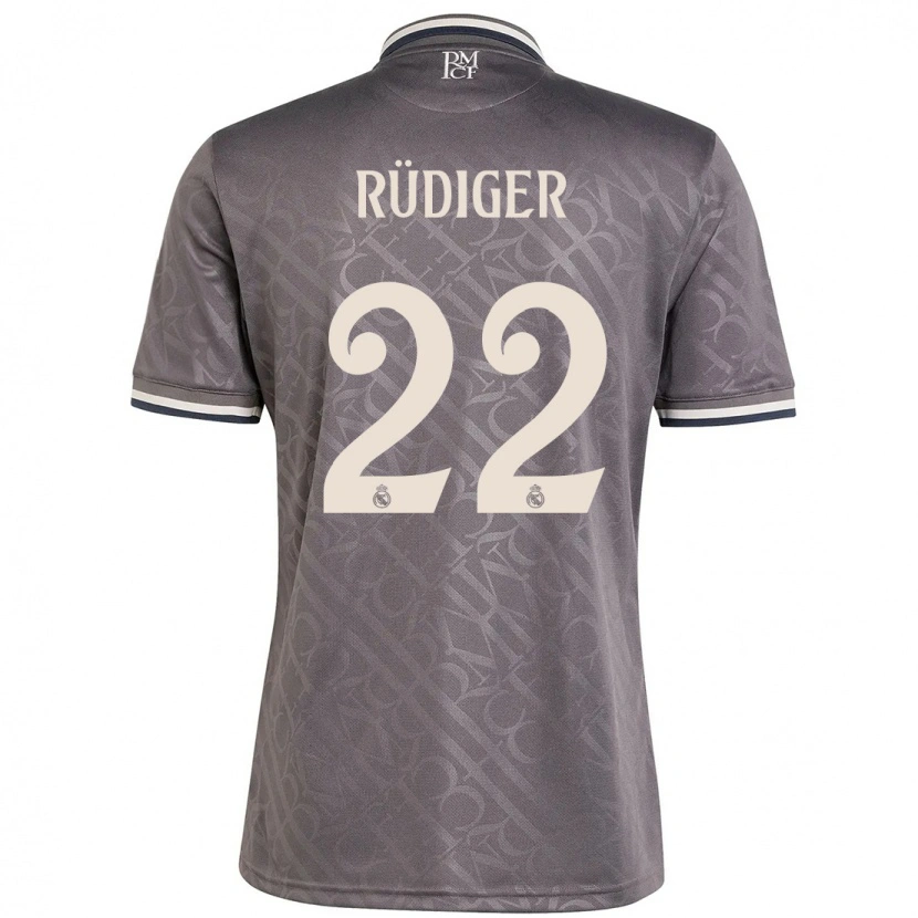 Danxen Kinderen Antonio Rüdiger #22 Houtskool Thuisshirt Derde Tenue 2024/25 T-Shirt