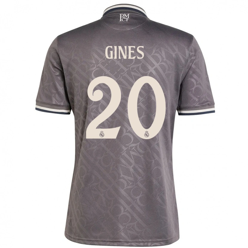 Danxen Kinderen Álvaro Ginés #20 Houtskool Thuisshirt Derde Tenue 2024/25 T-Shirt